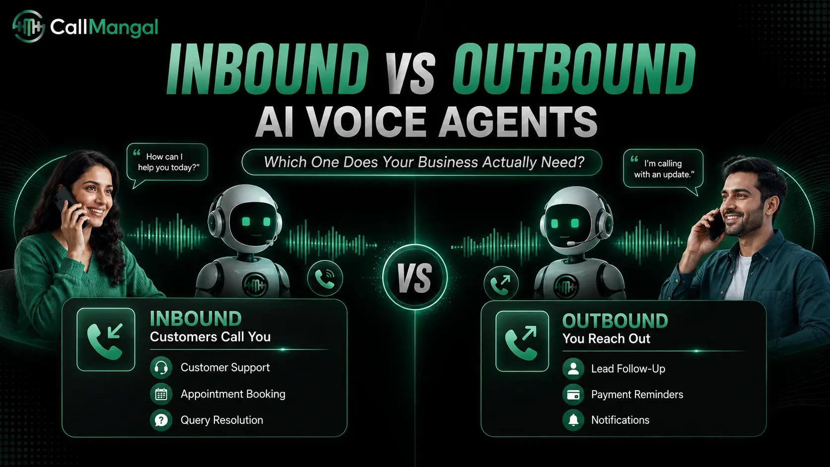 Inbound and outbound AI voice agent calling workflows for business